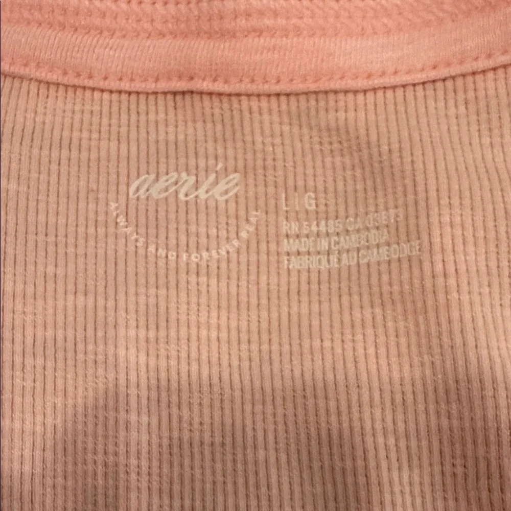aerie Soft Pink Henley Ribbed Tank Top New With Tags NWT - Picture 2 of 4